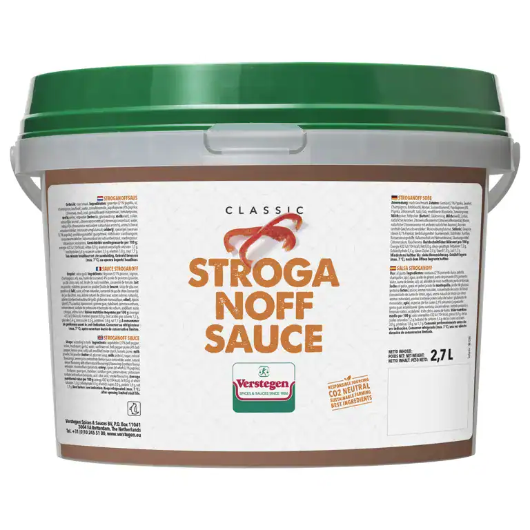 2.7 litre tub of Verstegen Classic Stroganoff Sauce