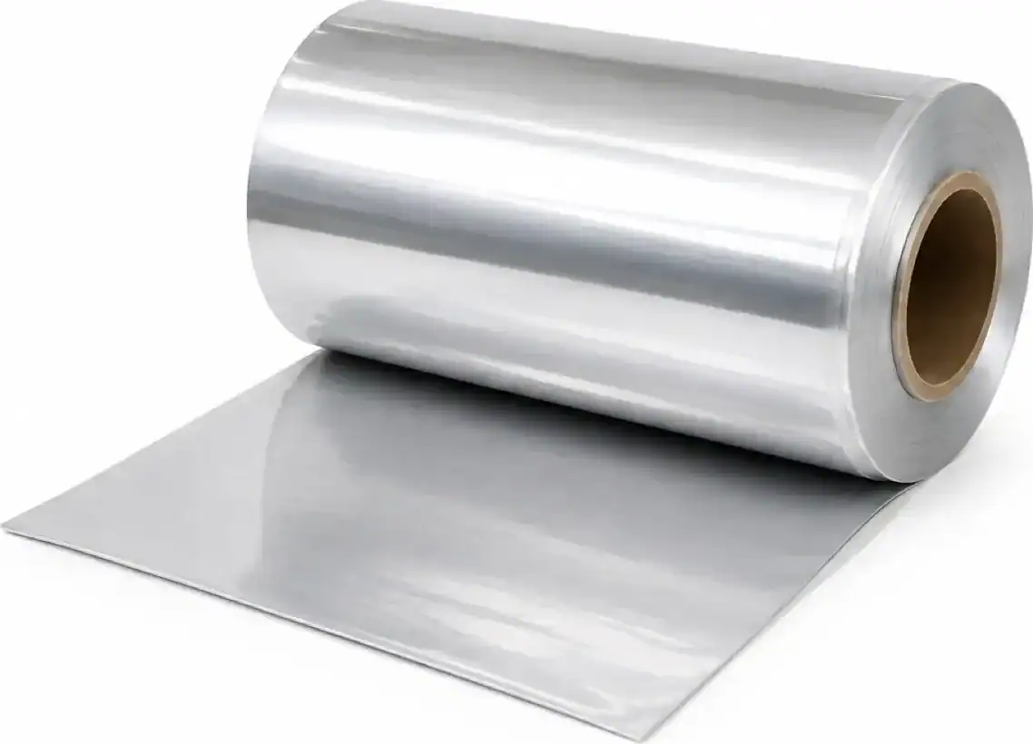 Roll of clear peel film on a cardboard core, partly unrolled