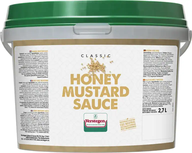 2.7 litre tub of Verstegen Classic Honey Mustard Sauce