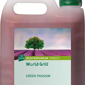 2.5 litre jerrycan of Verstegen World Grill Greek Passion marinade, dusky pink