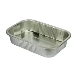 Coppice smoothwall aluminium foil tray with ribbed sides and a rolled sealing edge, 44mm deep