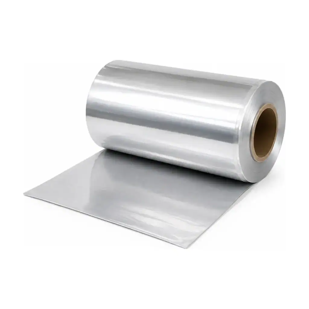 Roll of clear peel film on a cardboard core, partly unrolled