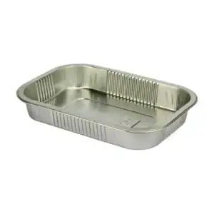 Smoothwall aluminium foil tray with ribbed sides and a rolled sealing edge, 33mm deep