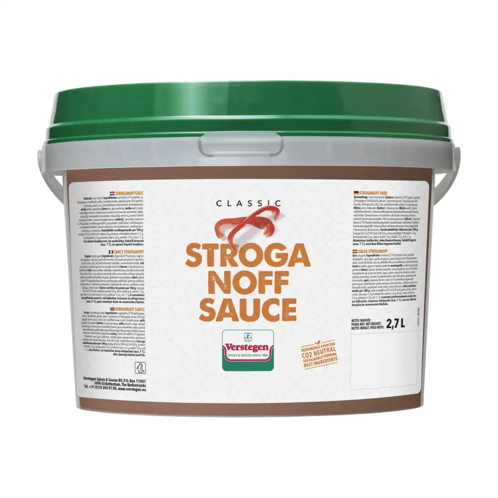 2.7 litre tub of Verstegen Classic Stroganoff Sauce